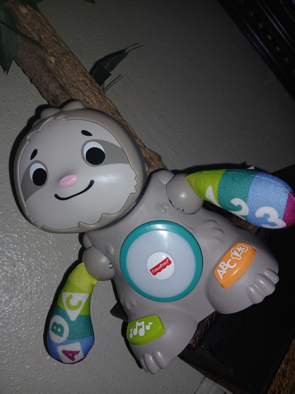 Fisher-Price Gray Sloth Learning Toy with Colorful Arms
